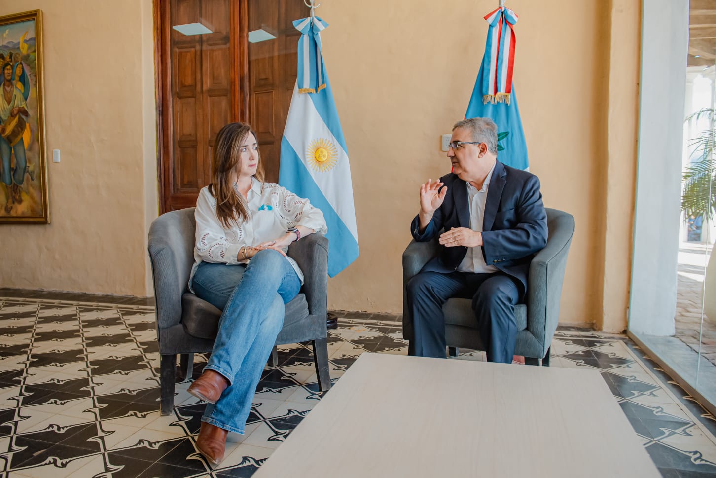 Raúl Jalil recibió a la vicepresidente Victoria Villarruel